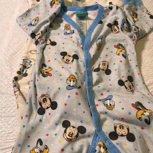 Disney Light Blue Baby Snap Romper with Mickey & Friends